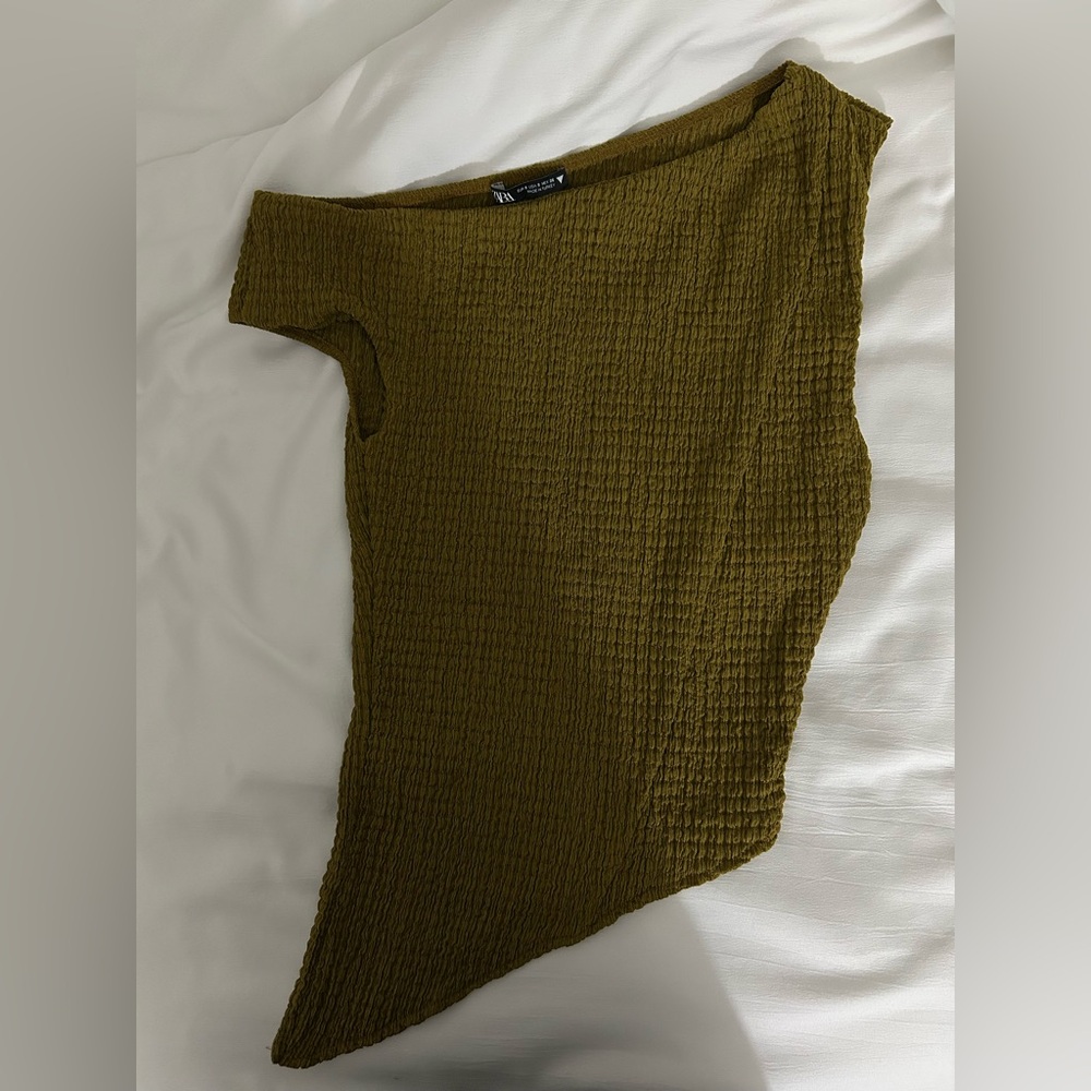 Zara Olive Asymmetrical Top